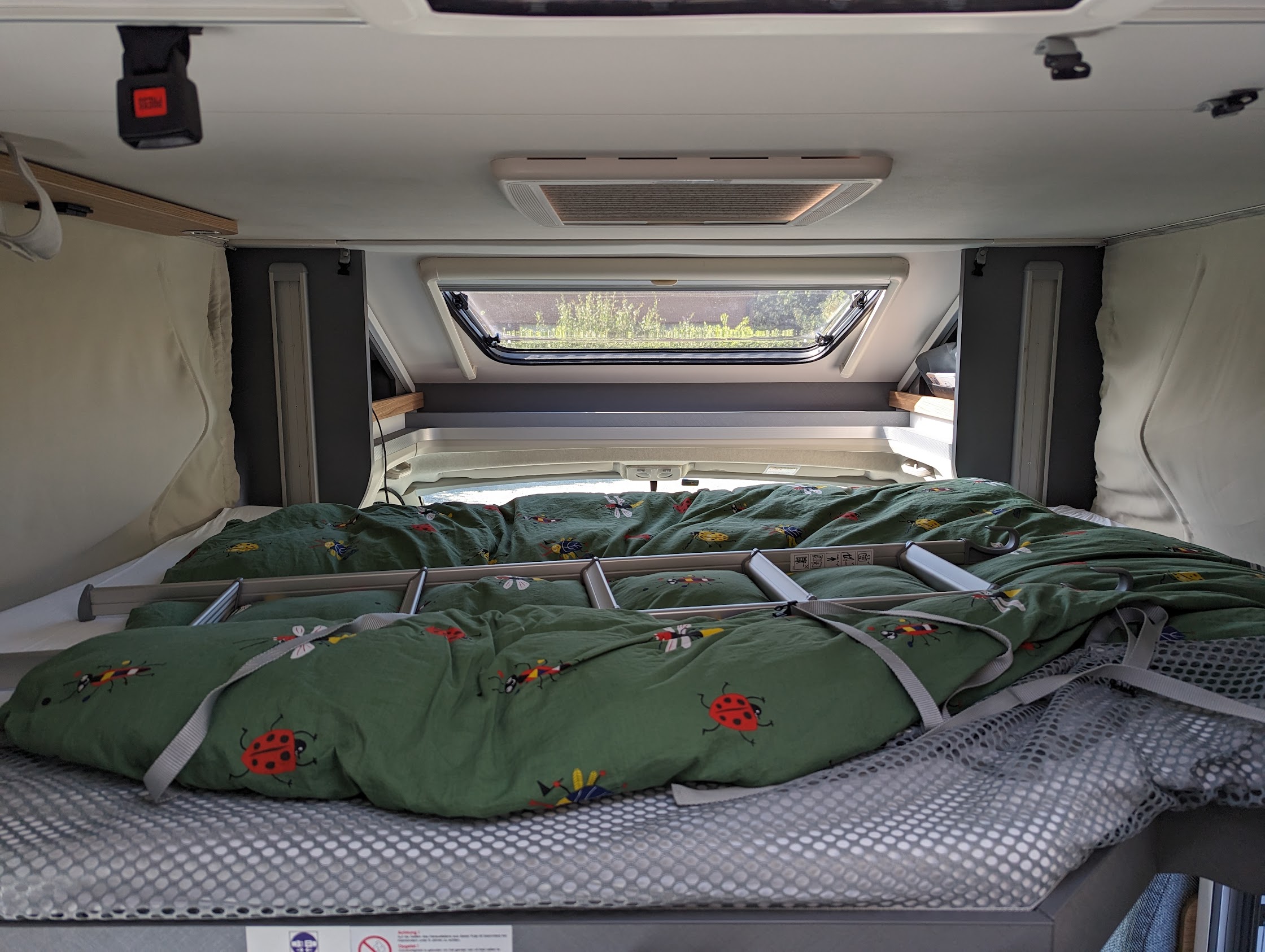 View on hanging double bed. 